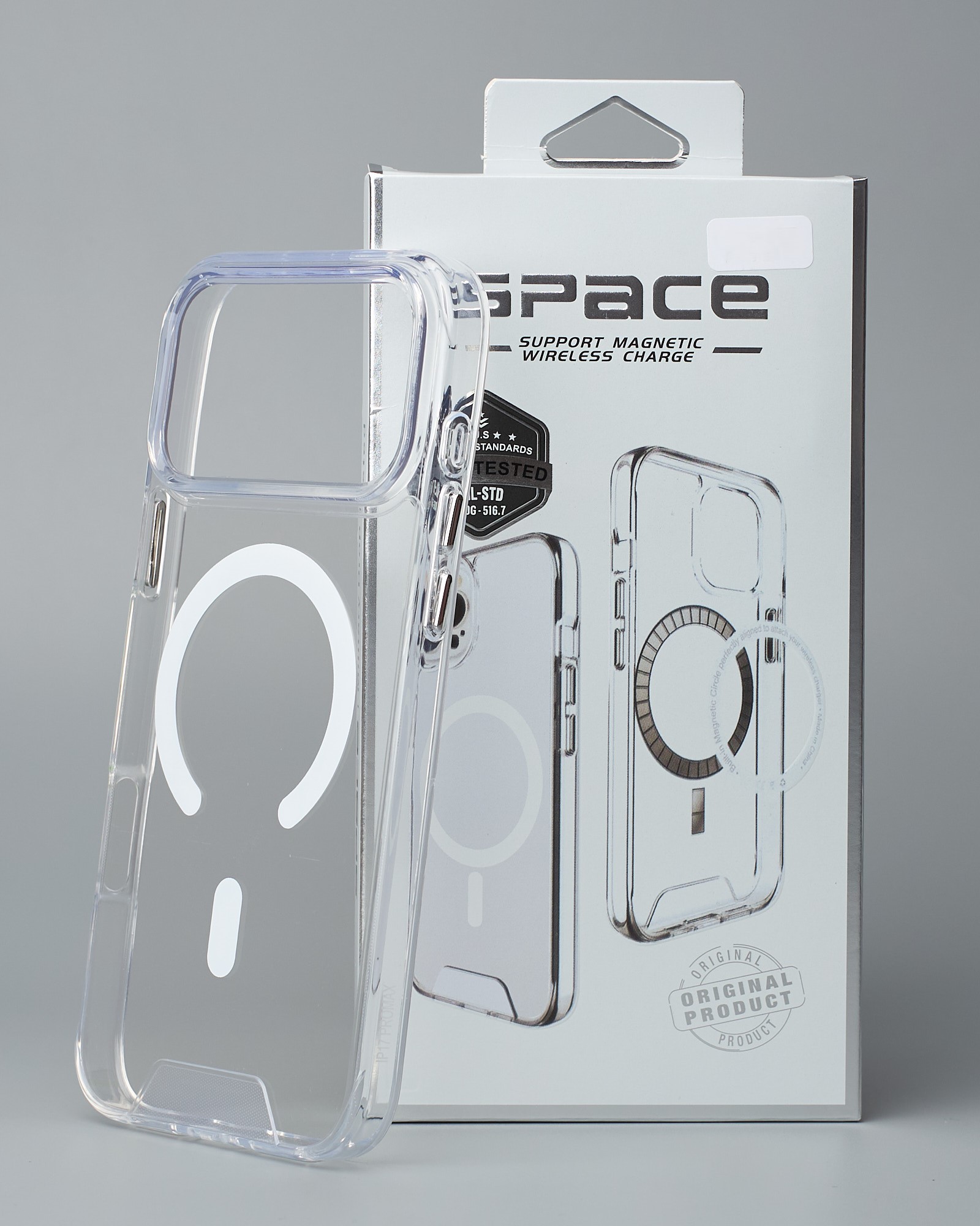 Силиконовый чехол SPACE CASE с поддержкой MagSafe для iPhone 18 Pro Max прозрачный