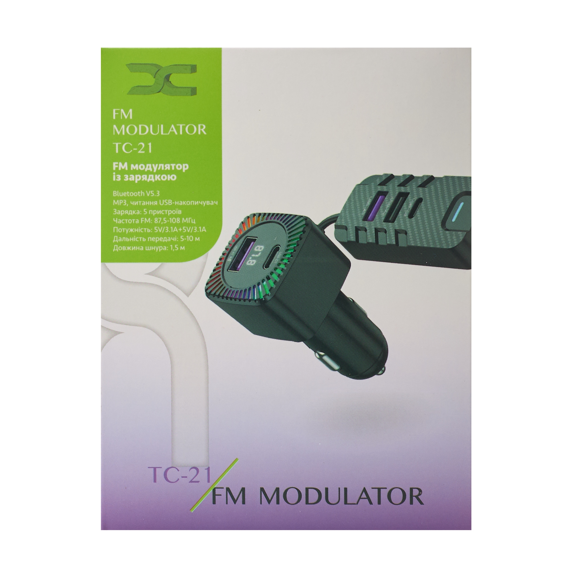 FM модулятор DC (TC-21) Bluetooth 5V/12V/24V/6.2A черный