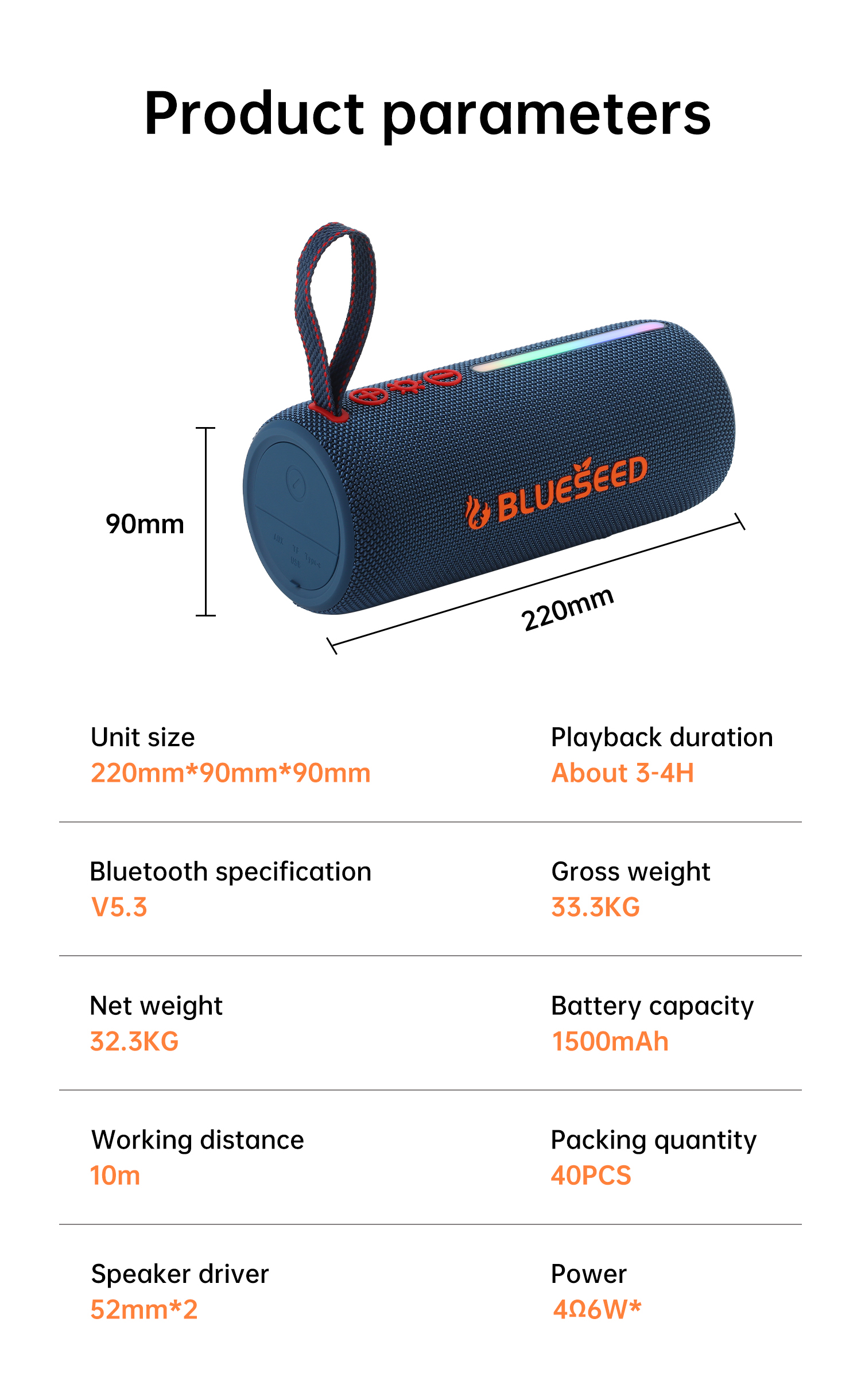 Колонка Bluetooth Blueseed BS-302 black