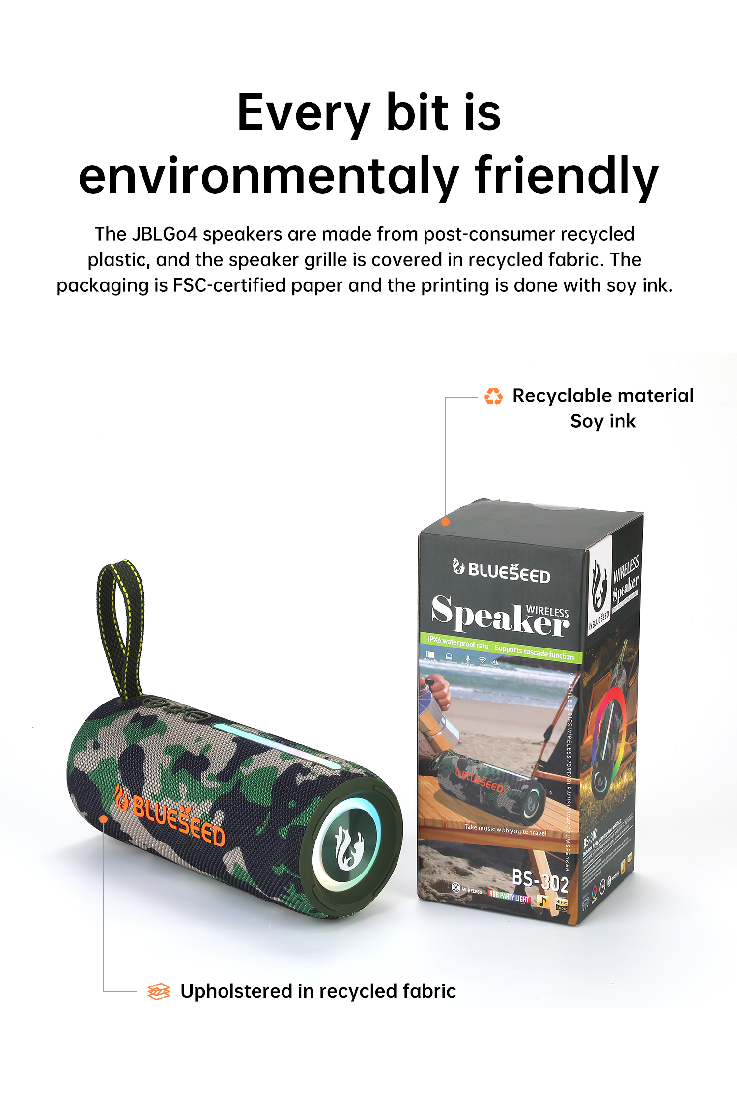Колонка Bluetooth Blueseed BS-302 camouflage