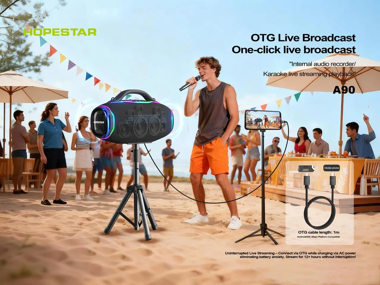 Колонка Bluetooth Hopestar A90 blue