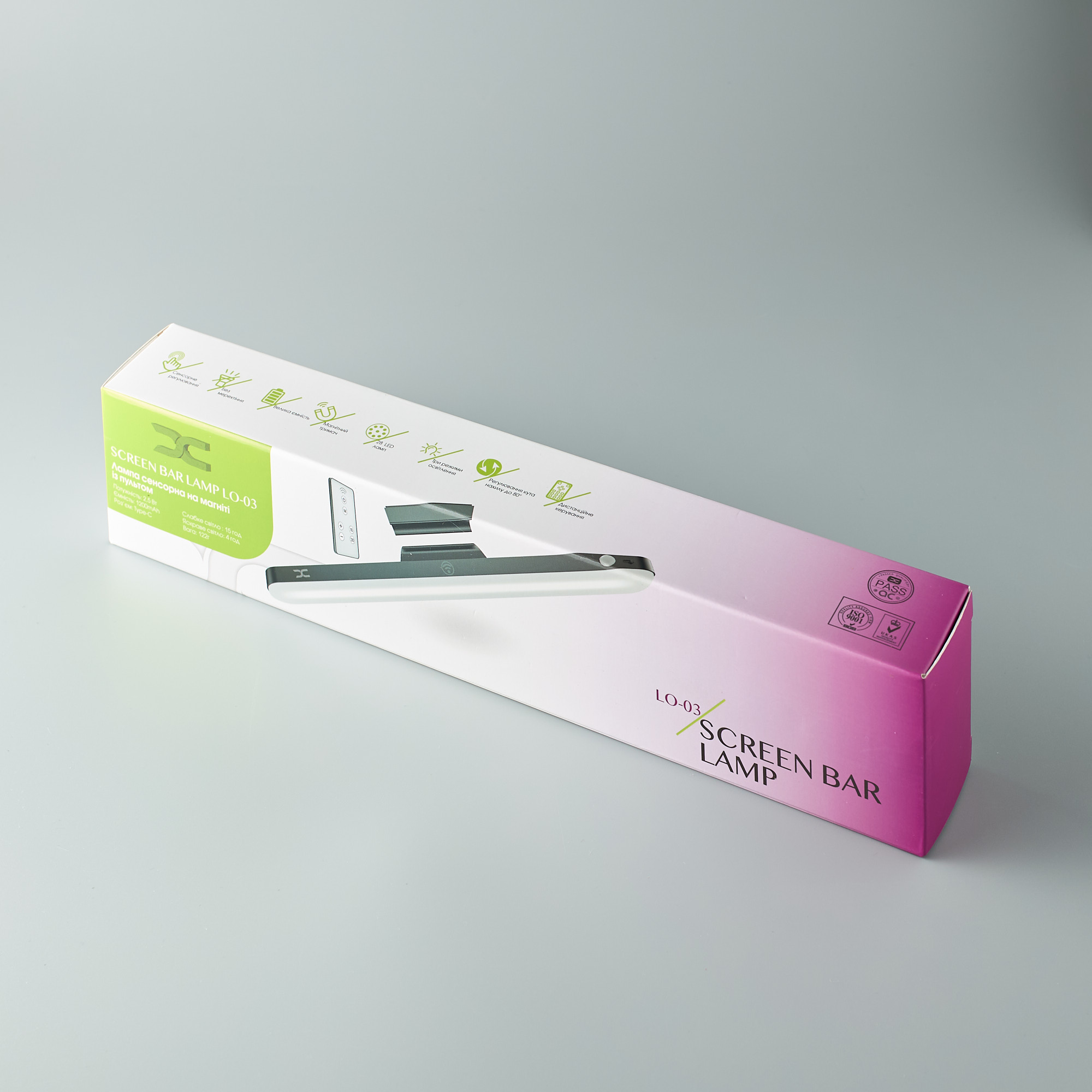 LED-лампа скринбар DC LO-03 для монитора/компьютера на клейкой основе (1200mAh) + пульт ДУ черный