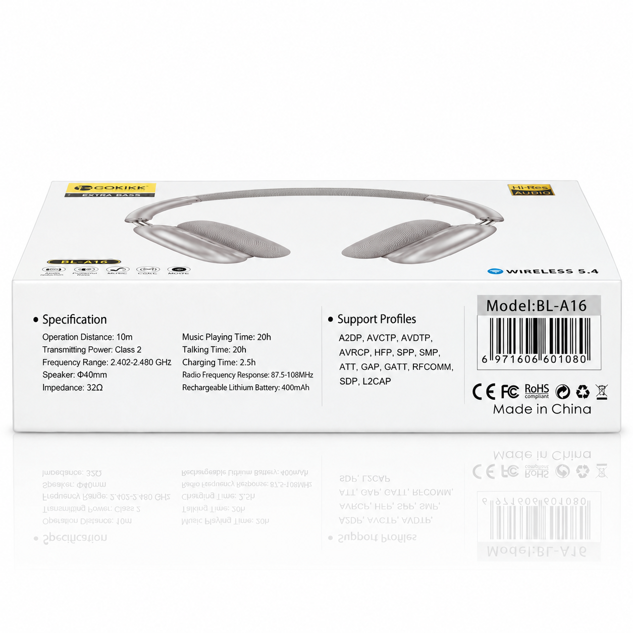 Наушники Bluetooth Blueseed BS-A16 (накладные) silver