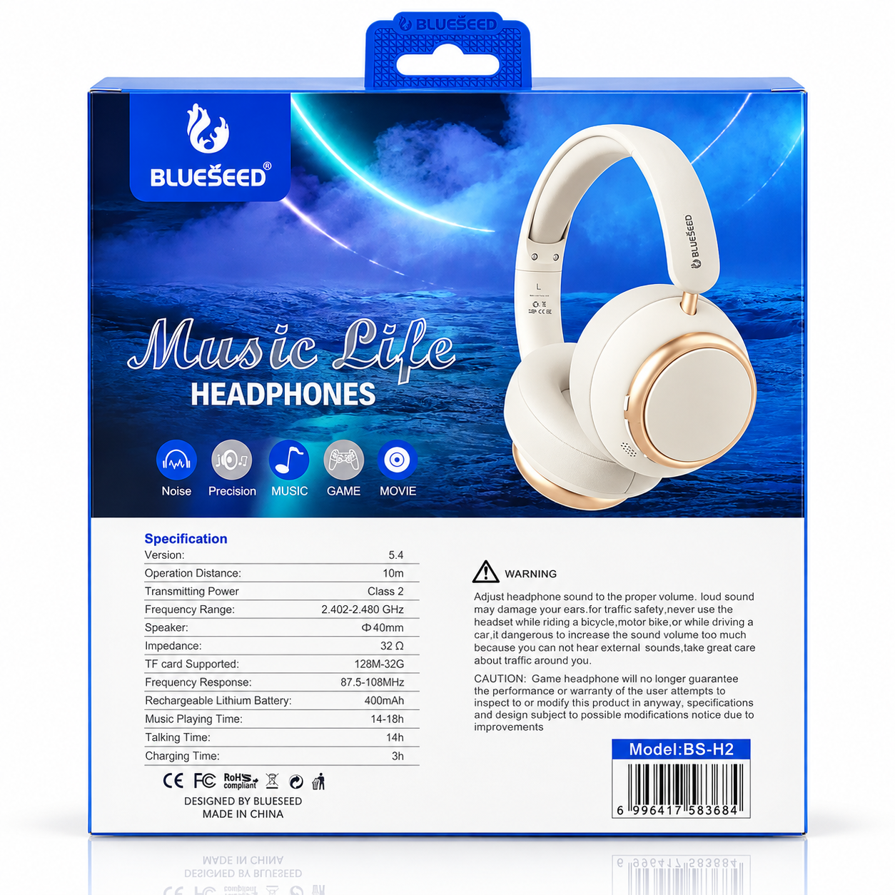Наушники Bluetooth Blueseed BS-H2 (накладные) black