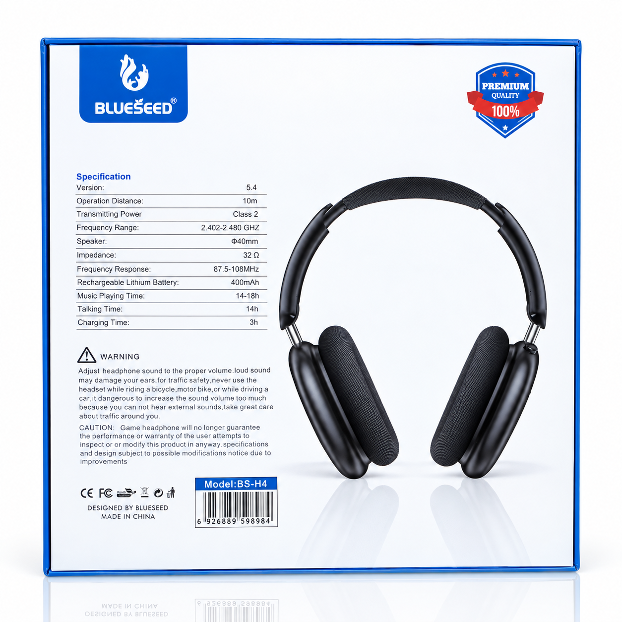 Наушники Bluetooth Blueseed BS-H4 (накладные) black