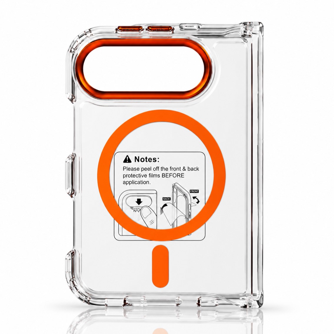 Пластиковый чехол FOLD CLEAR COLORS с поддержкой MagSafe для iPhone DUO orange