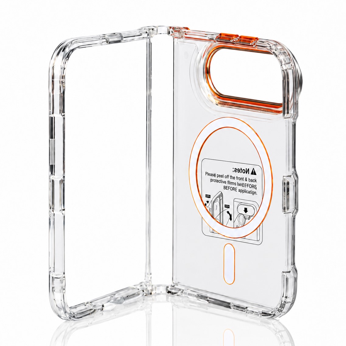 Пластиковый чехол FOLD CLEAR COLORS с поддержкой MagSafe для iPhone DUO orange