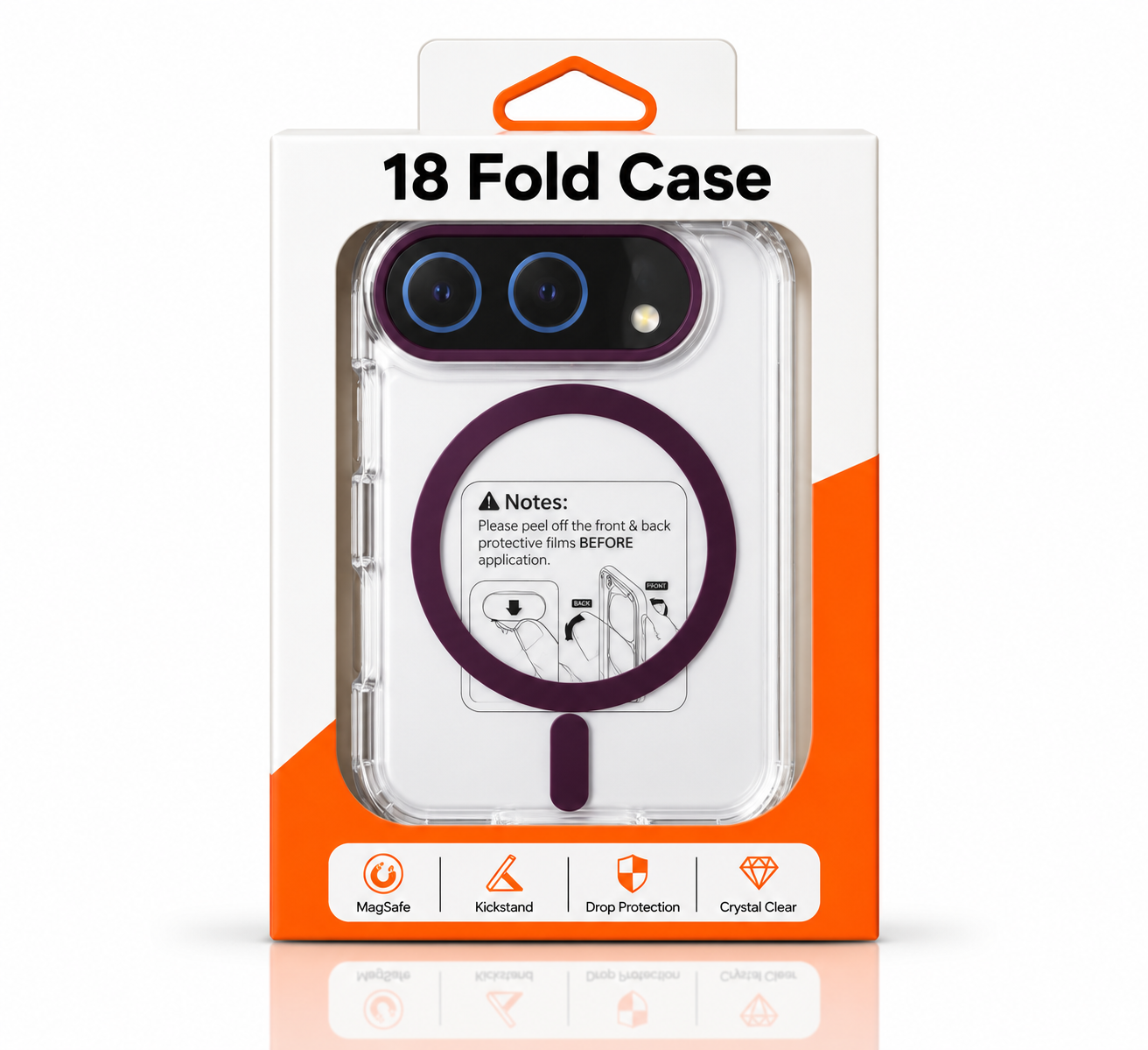 Пластиковый чехол FOLD CLEAR COLORS с поддержкой MagSafe для iPhone DUO deep purple