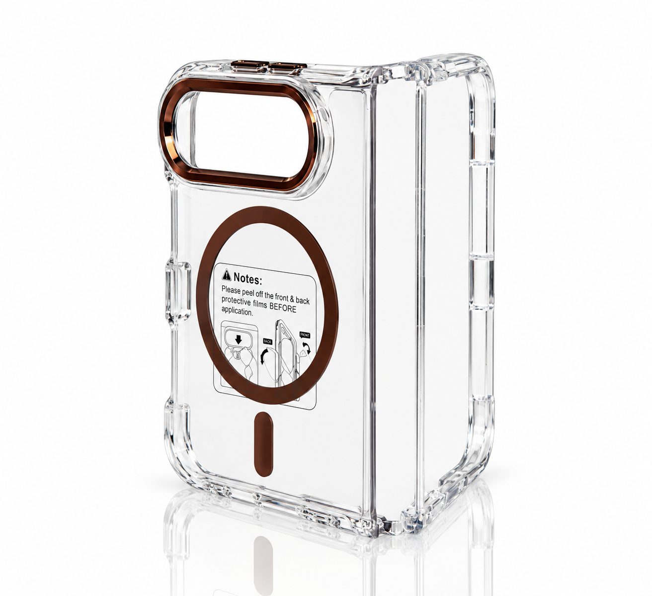 Пластиковый чехол FOLD CLEAR COLORS с поддержкой MagSafe для iPhone DUO brown
