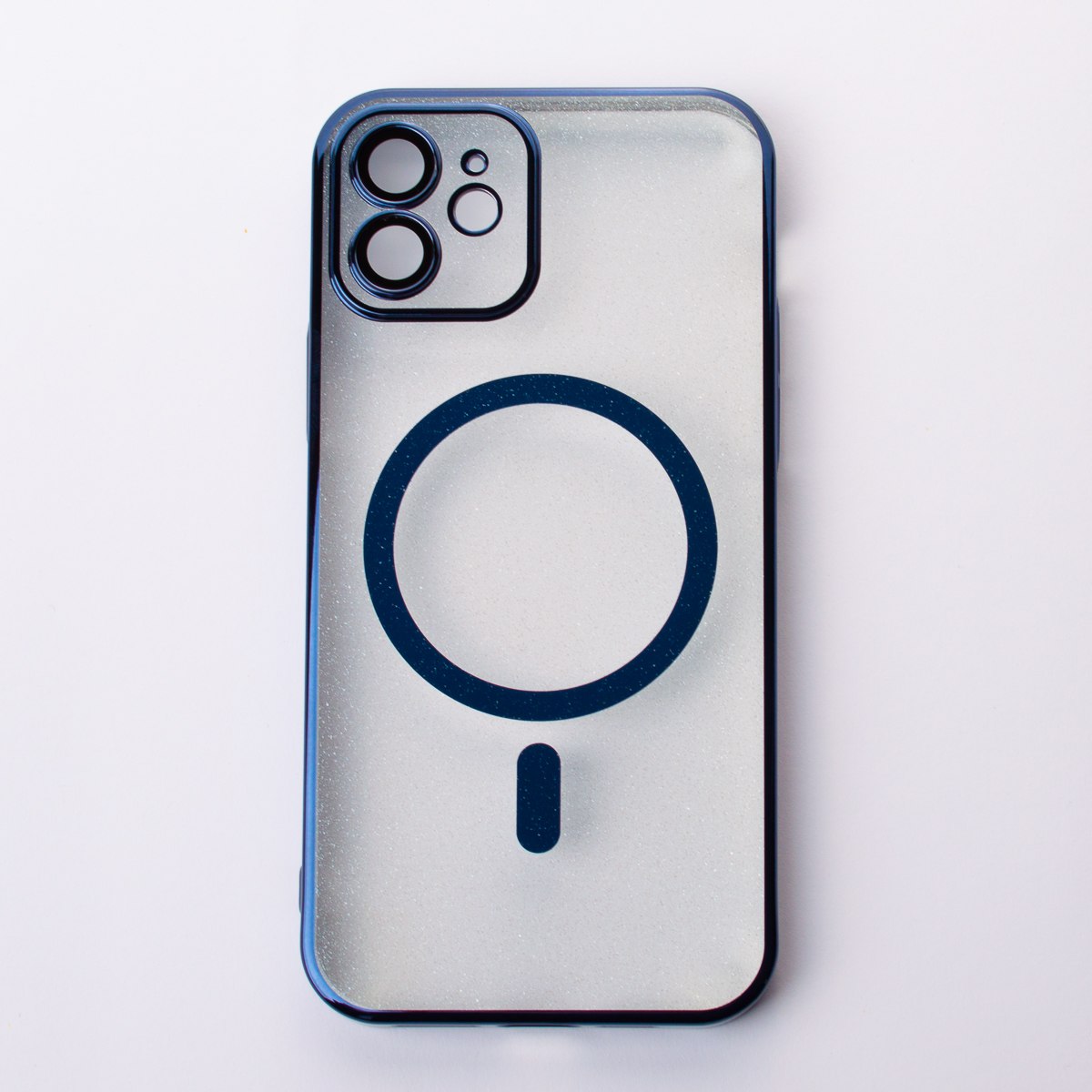 Пластиковый чехол MagSafe "Glitter" для iPhone 12 темно-синий