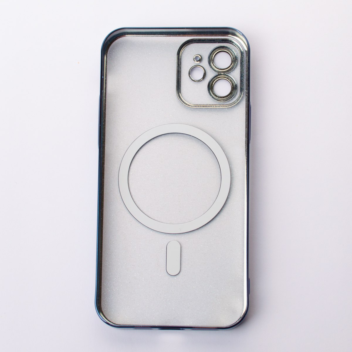 Пластиковый чехол MagSafe "Glitter" для iPhone 12 темно-синий