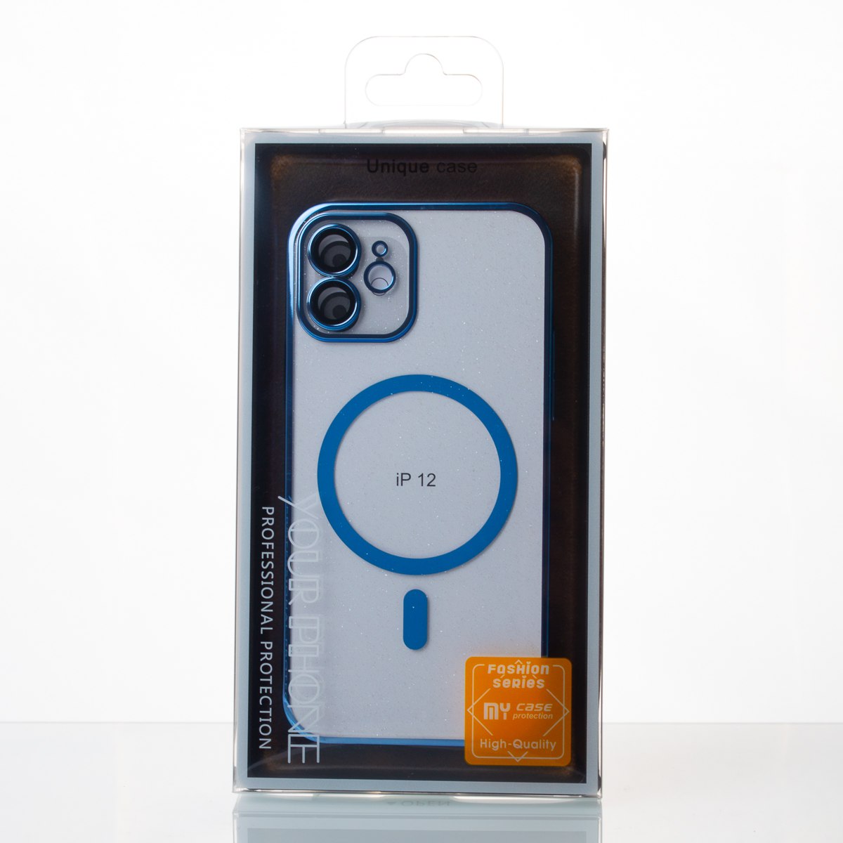 Пластиковый чехол MagSafe "Glitter" для iPhone 12 синий