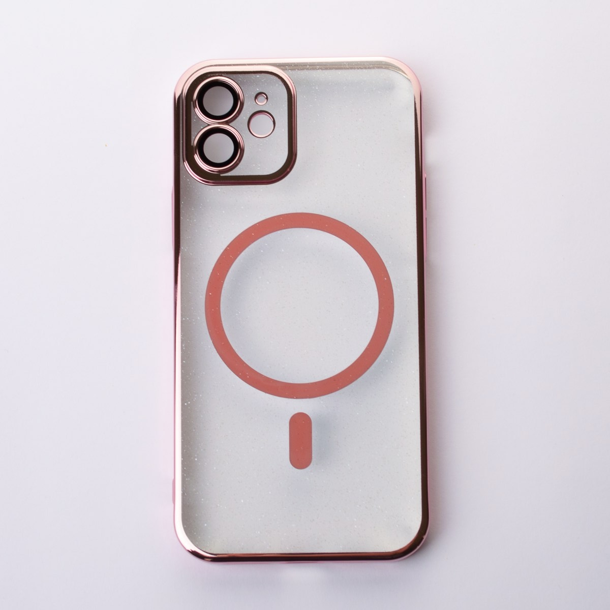 Пластиковый чехол MagSafe "Glitter" для iPhone 12 розовое золото