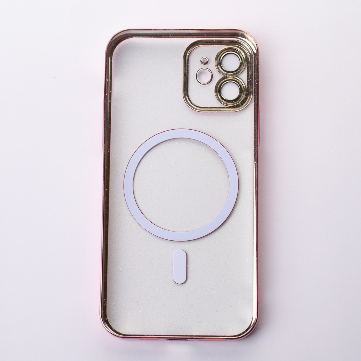 Пластиковый чехол MagSafe "Glitter" для iPhone 12 розовое золото