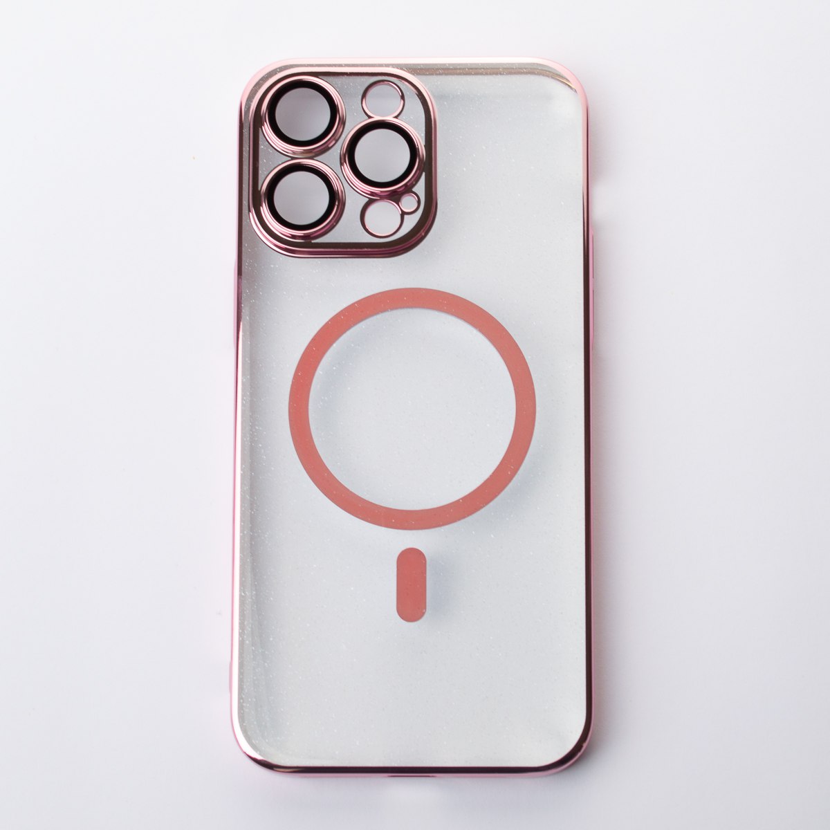 Пластиковый чехол MagSafe "Glitter" для iPhone 14 Pro Max розовое золото