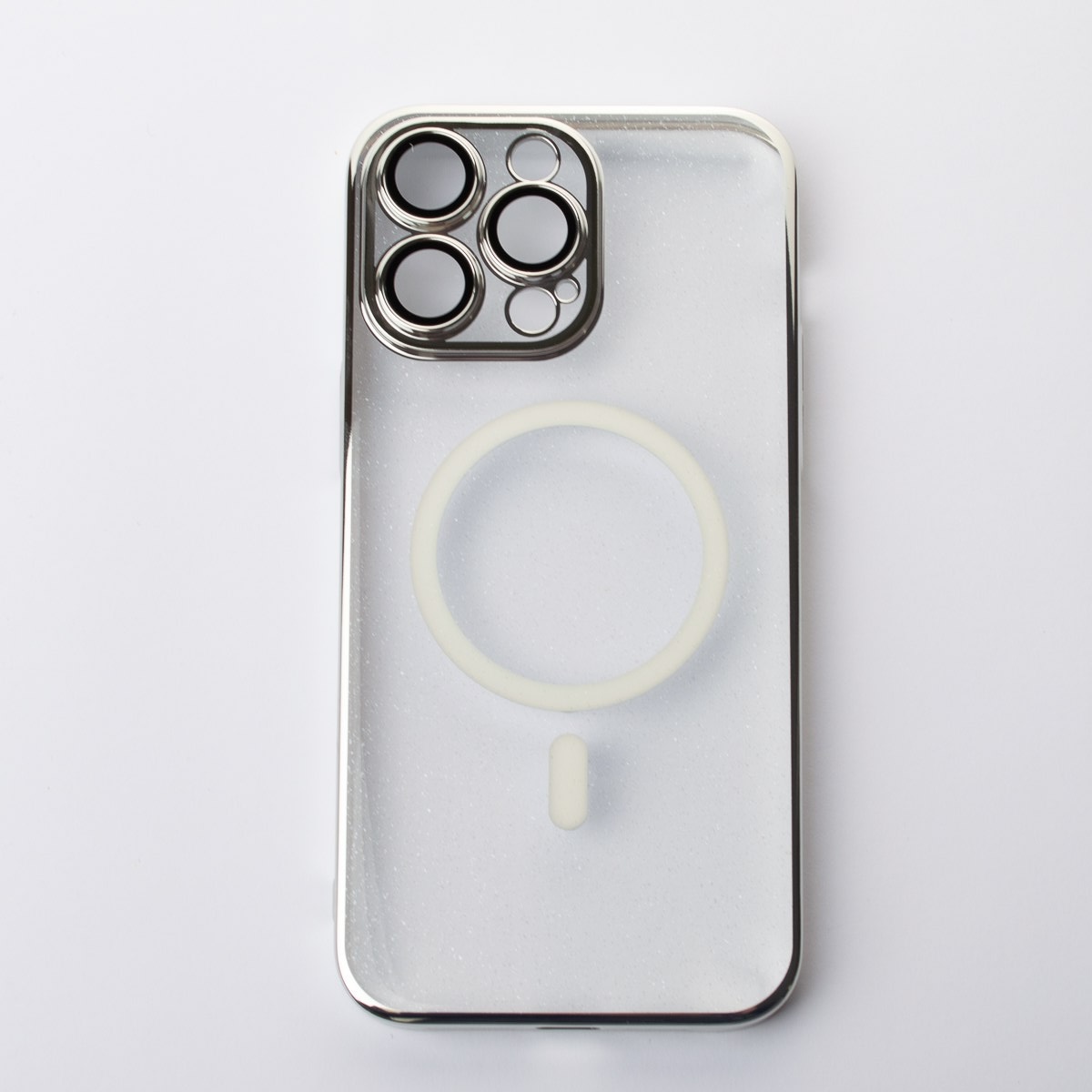 Пластиковый чехол MagSafe "Glitter" для iPhone 14 Pro серебряный