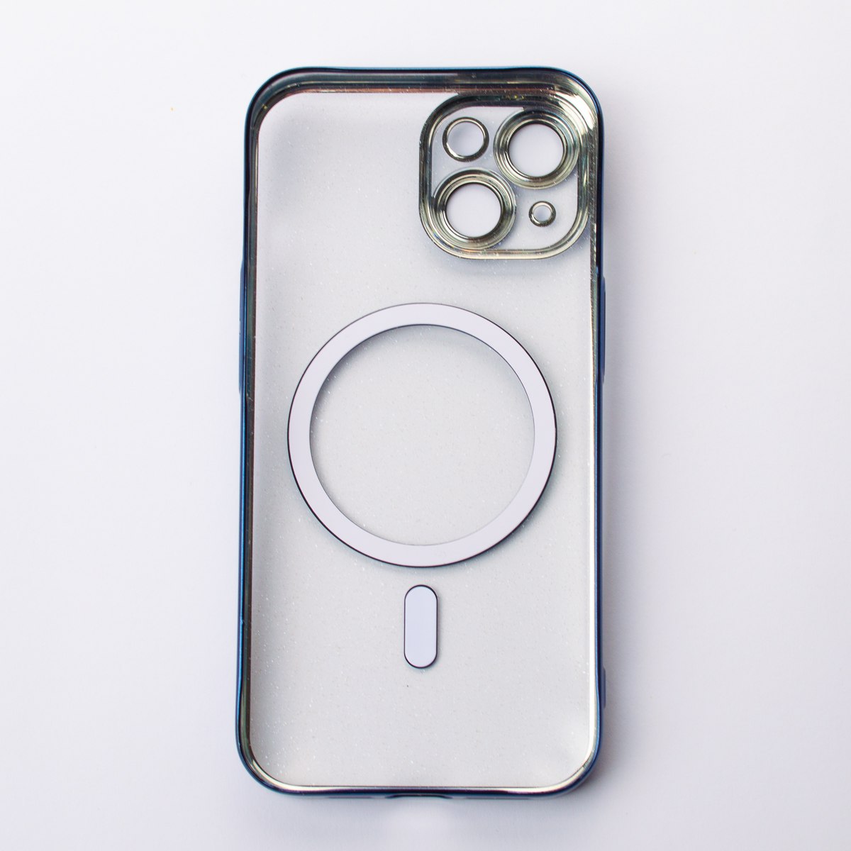 Пластиковый чехол MagSafe "Glitter" для iPhone 15 темно-синий