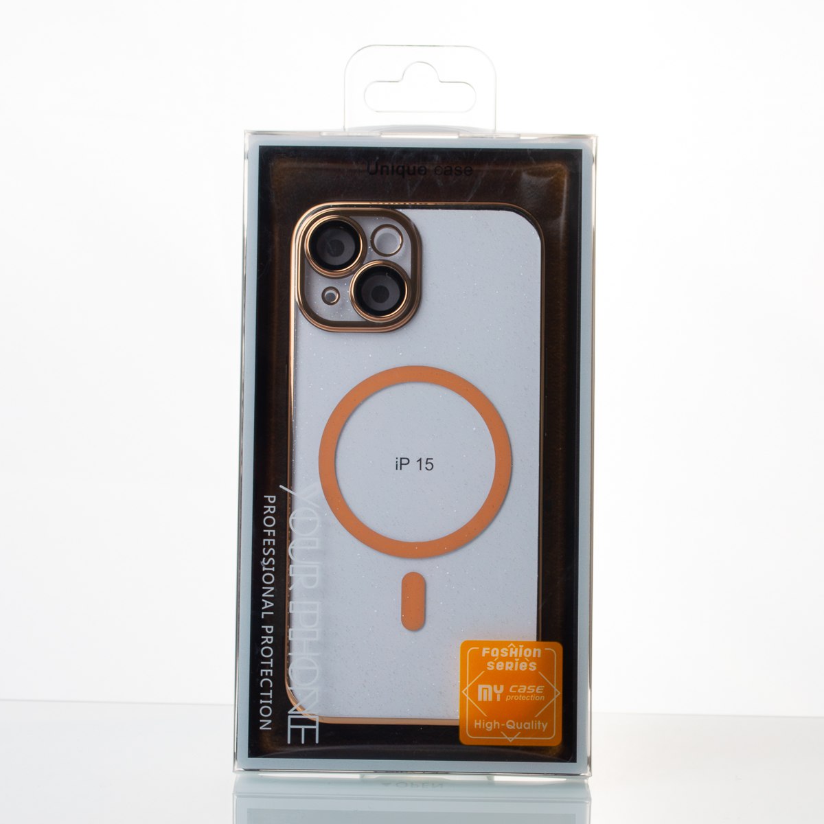 Пластиковый чехол MagSafe "Glitter" для iPhone 15 черный