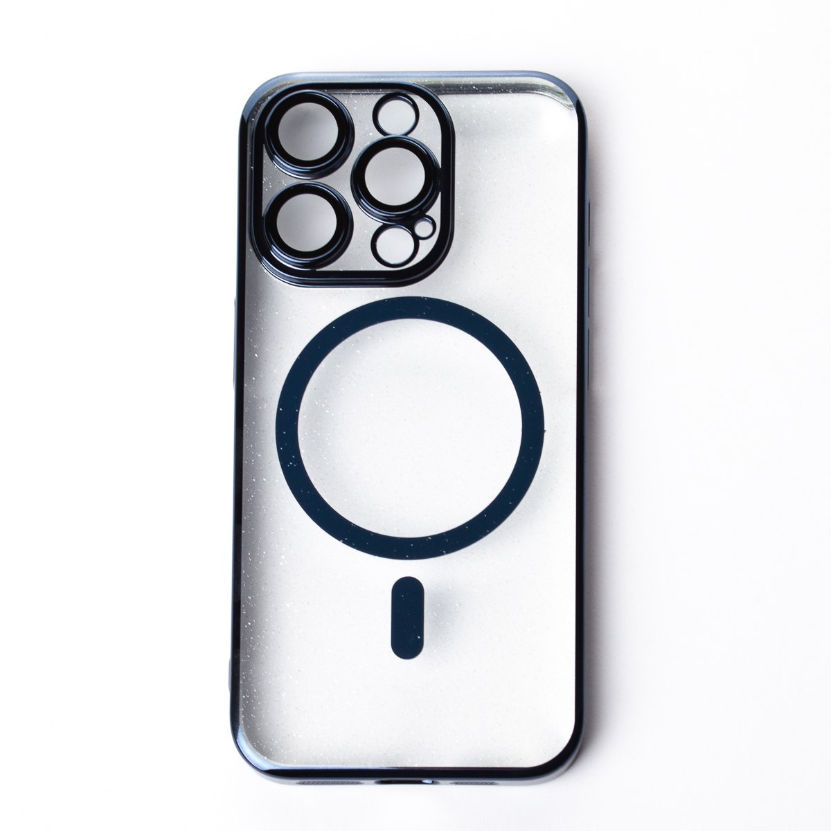 Пластиковый чехол MagSafe "Glitter" для iPhone 15 Pro темно-синий