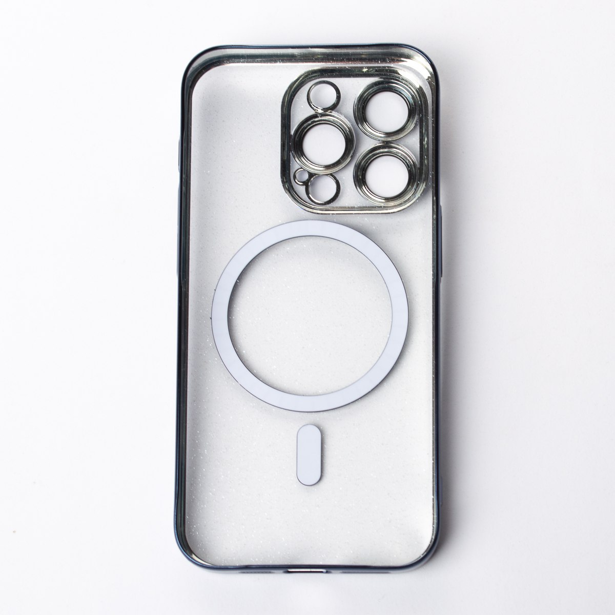 Пластиковый чехол MagSafe "Glitter" для iPhone 15 Pro темно-синий