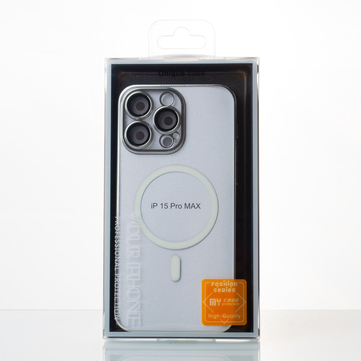 Пластиковый чехол MagSafe "Glitter" для iPhone 15 Pro Max темно-синий