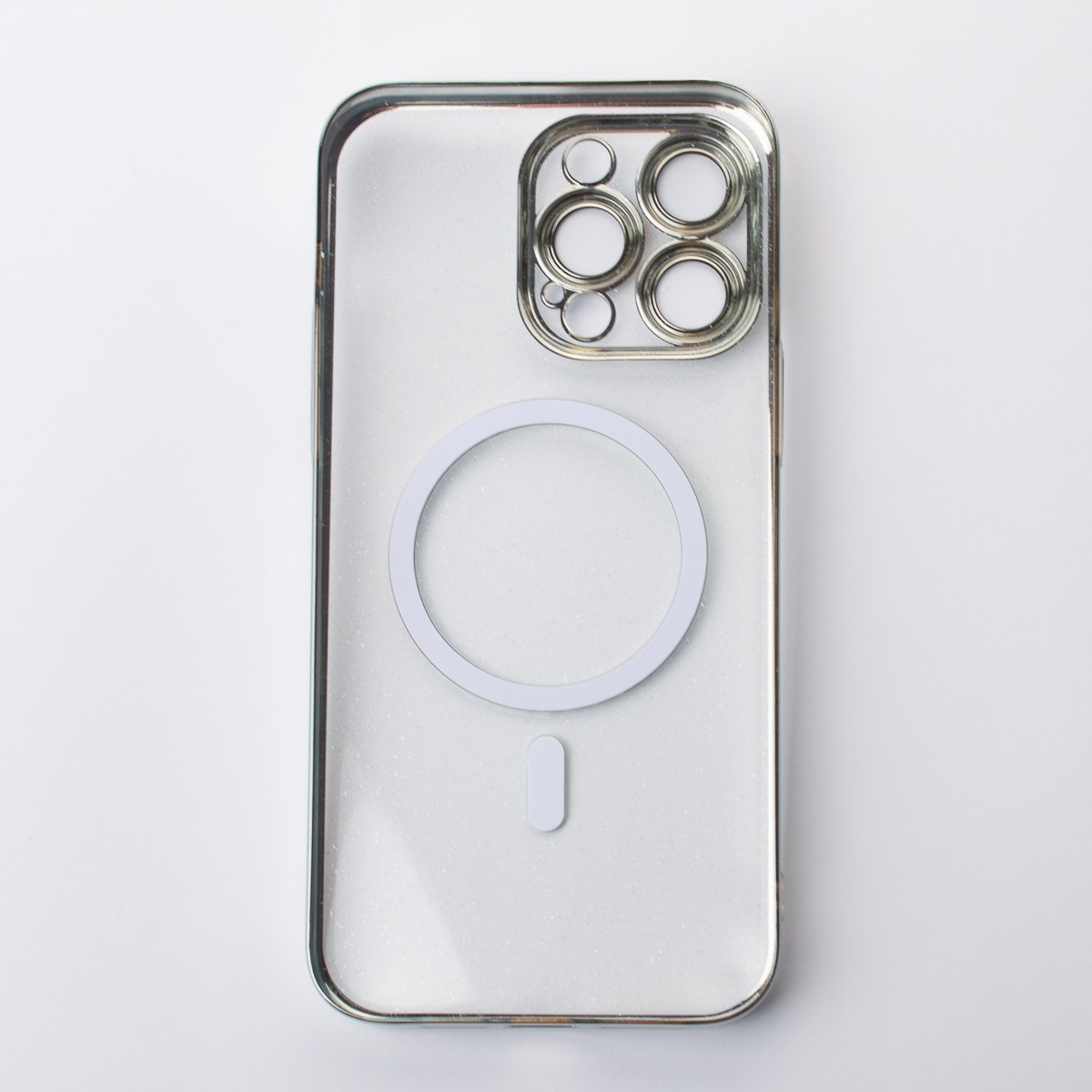 Пластиковый чехол MagSafe "Glitter" для iPhone 15 Pro серебряный