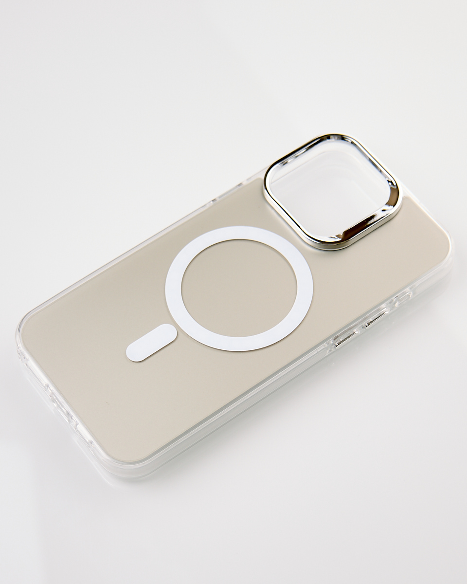 Полиуритановый чехол IMD Colors с поддержкой MagSafe для iPhone 14 Pro Max серебряный