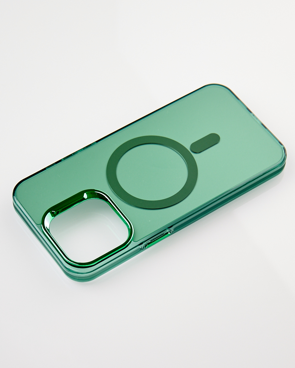 Полиуритановый чехол IMD Colors с поддержкой MagSafe для iPhone 15 Pro зеленый