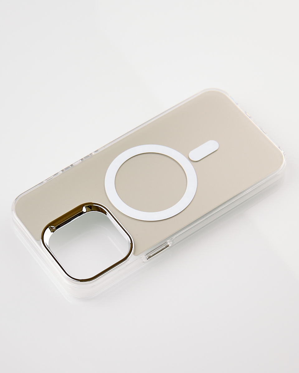 Полиуритановый чехол IMD Colors с поддержкой MagSafe для iPhone 14 Pro серебряный