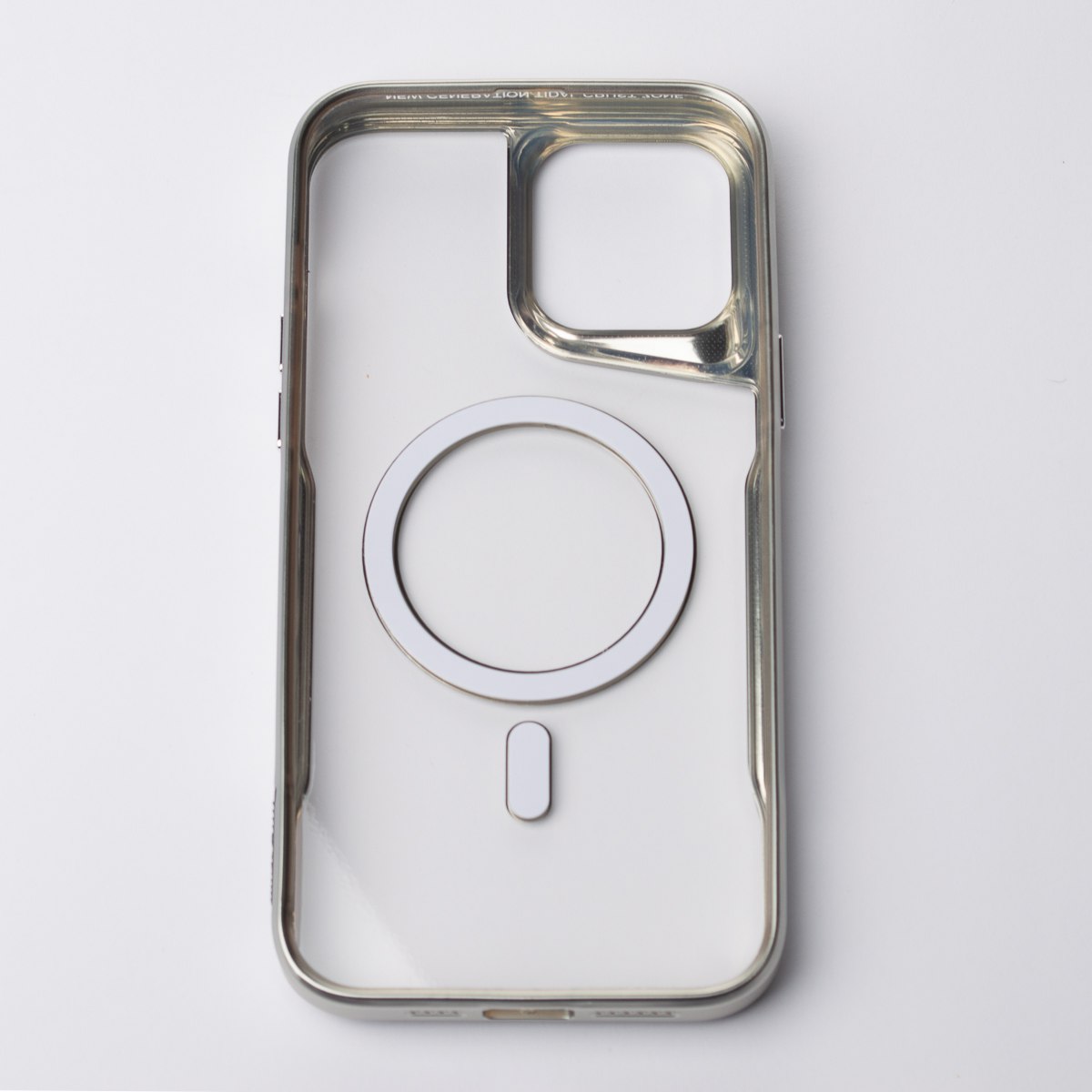 Пластиковый чехол MagSafe NEWZONE для iPhone 14 Pro Max серебряный