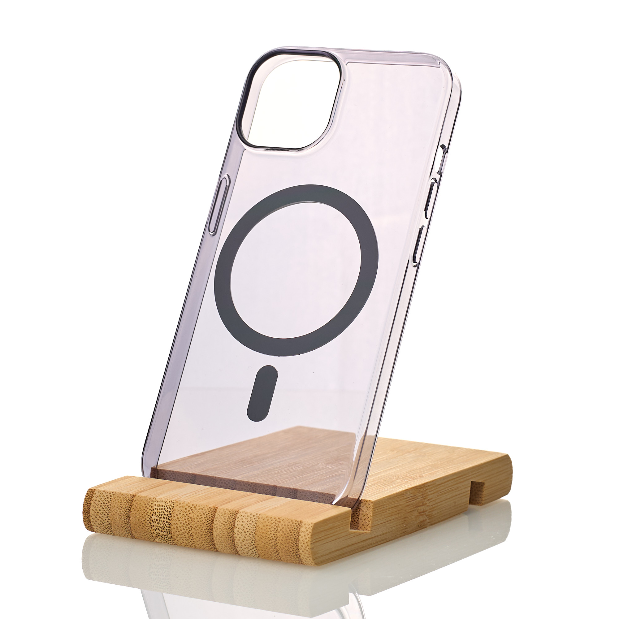 Пластиковый чехол Lux Clear с поддержкой MagSafe для iPhone 15 Plus фиолетовый