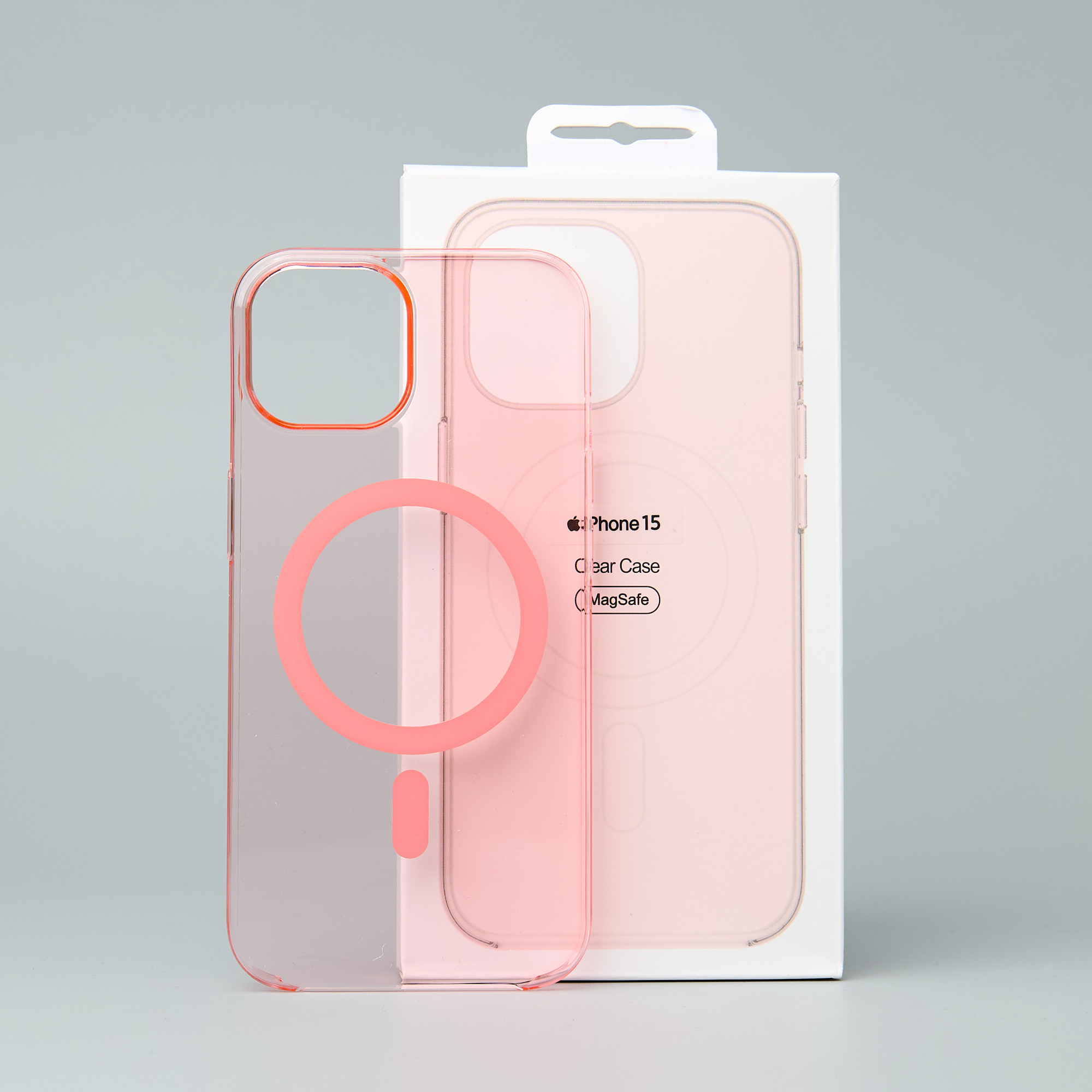 Пластиковый чехол Lux Clear с поддержкой MagSafe для iPhone 15 пудра