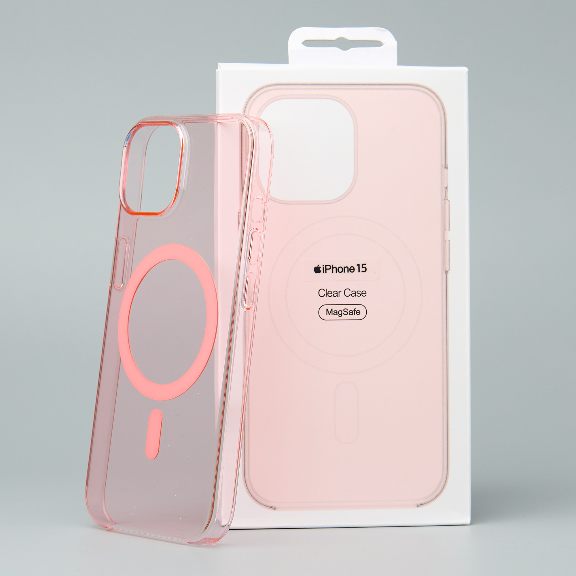 Пластиковый чехол Lux Clear с поддержкой MagSafe для iPhone 15 Pro Max пудра