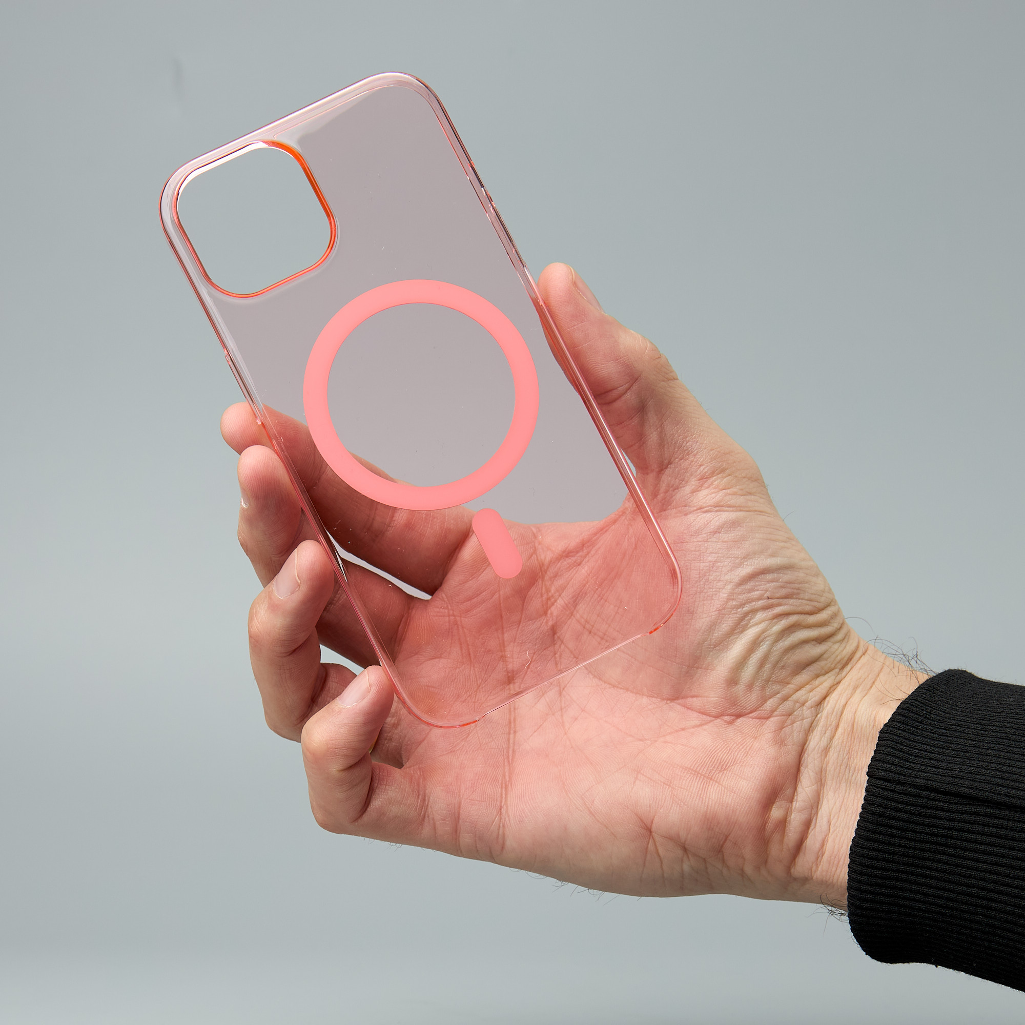 Пластиковый чехол Lux Clear с поддержкой MagSafe для iPhone 15 Pro Max пудра