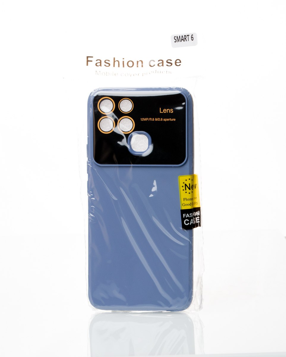 Силиконовый чехол CAMERA PROTECTION для Infinix Smart 6 серо-синий