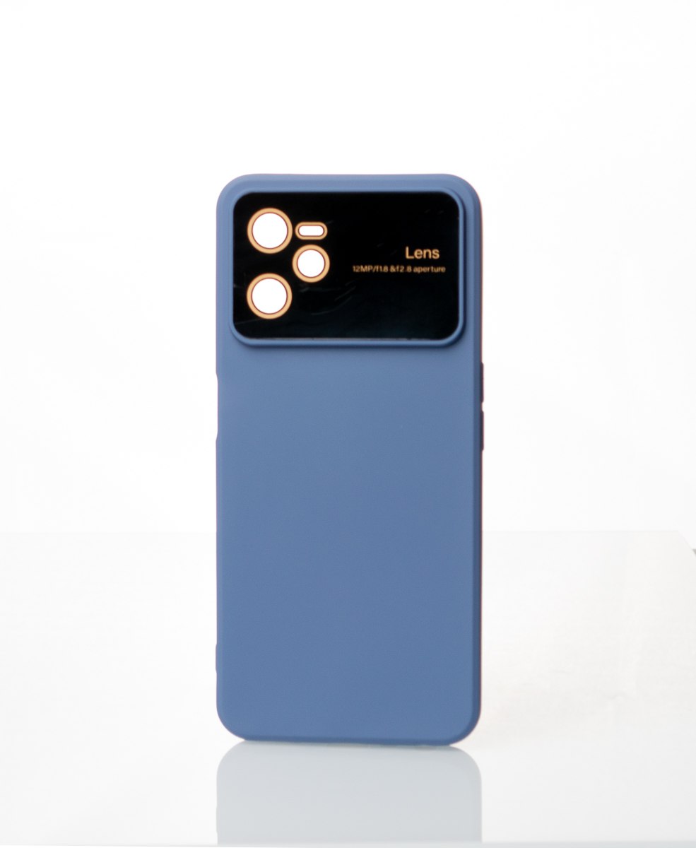 Силиконовый чехол CAMERA PROTECTION для Realme C35 серо-синий