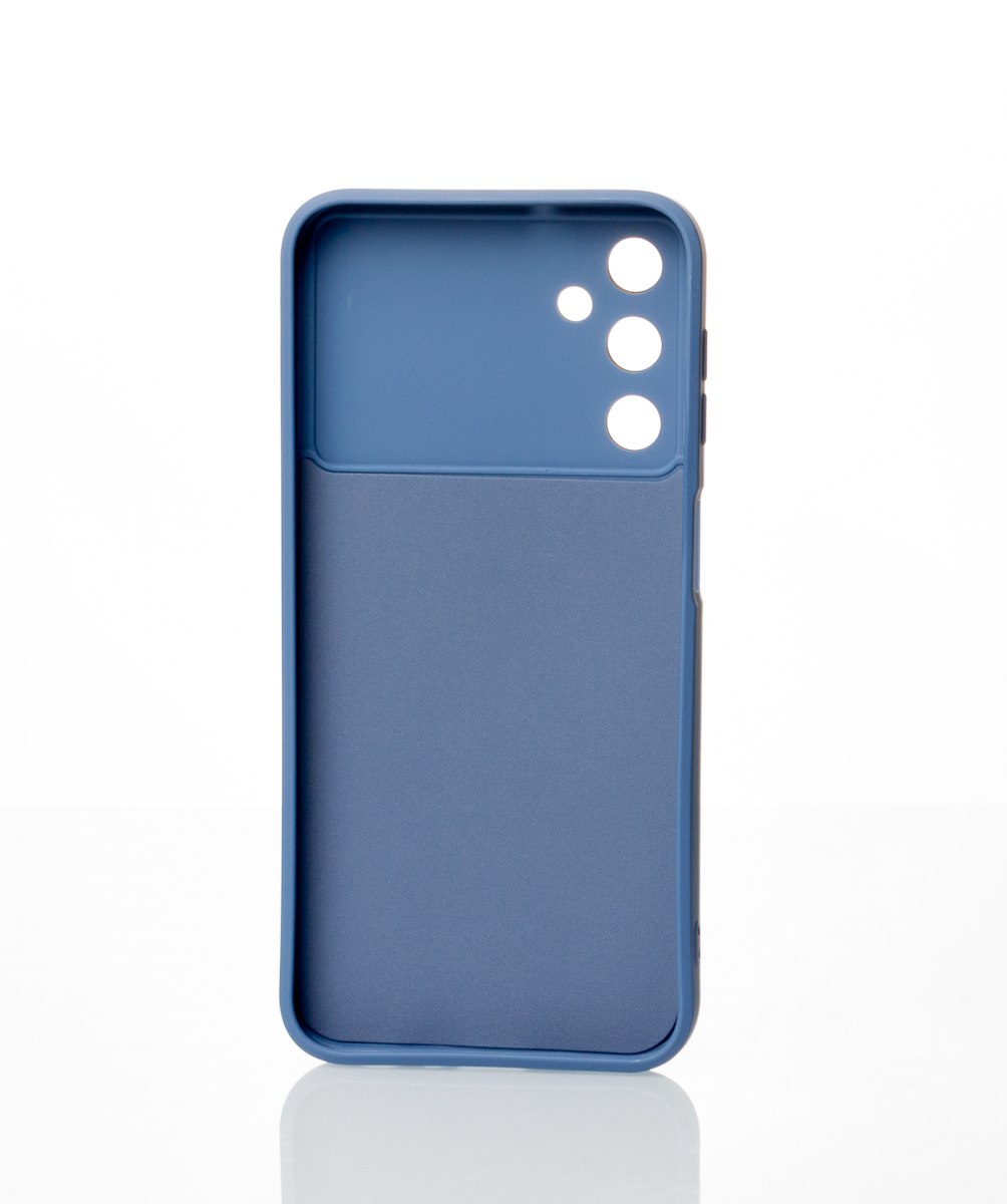 Силиконовый чехол CAMERA PROTECTION для Samsung A14 серо-синий