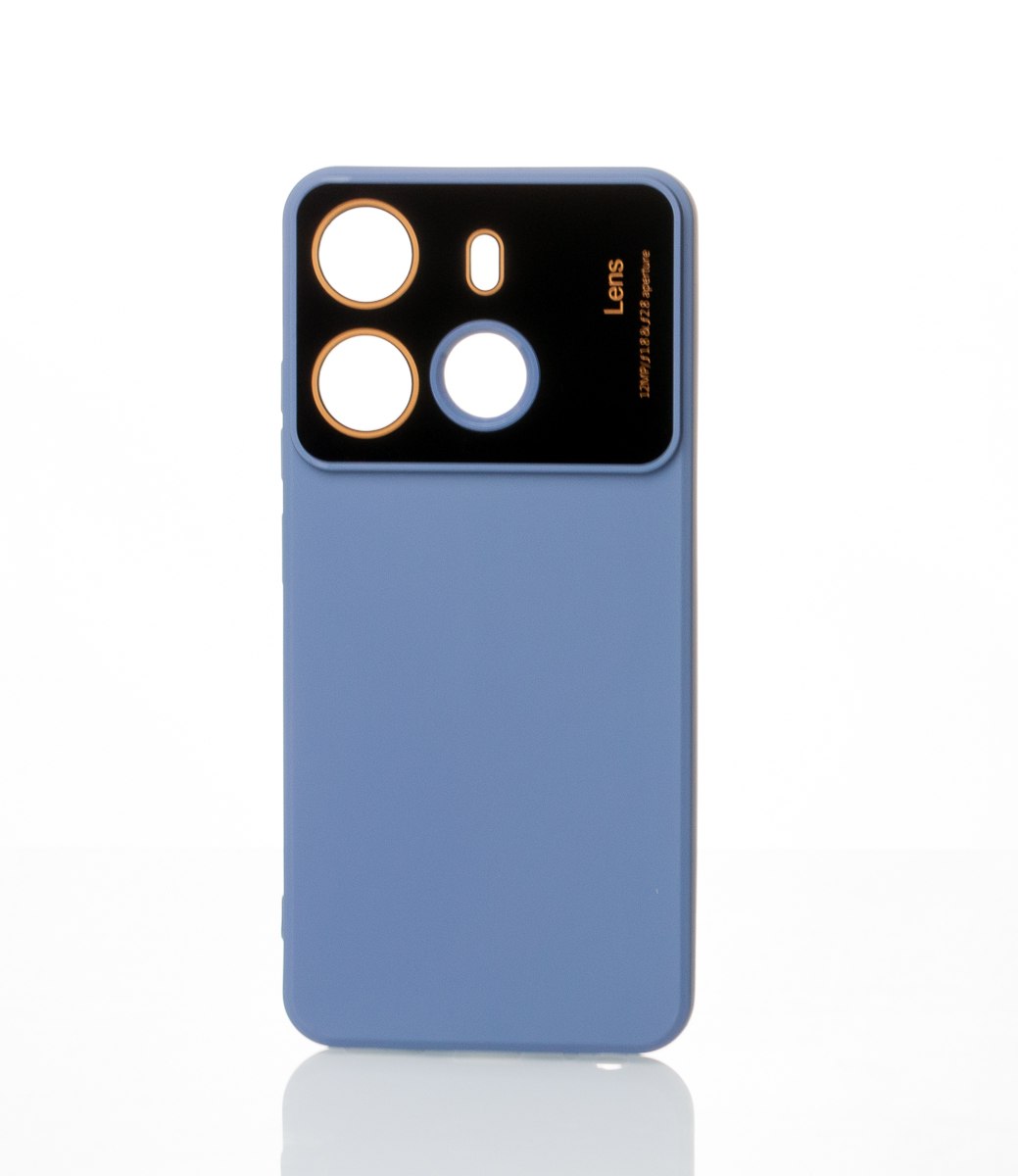 Силиконовый чехол CAMERA PROTECTION для Tecno Pop 7 (BF6) серо-синий