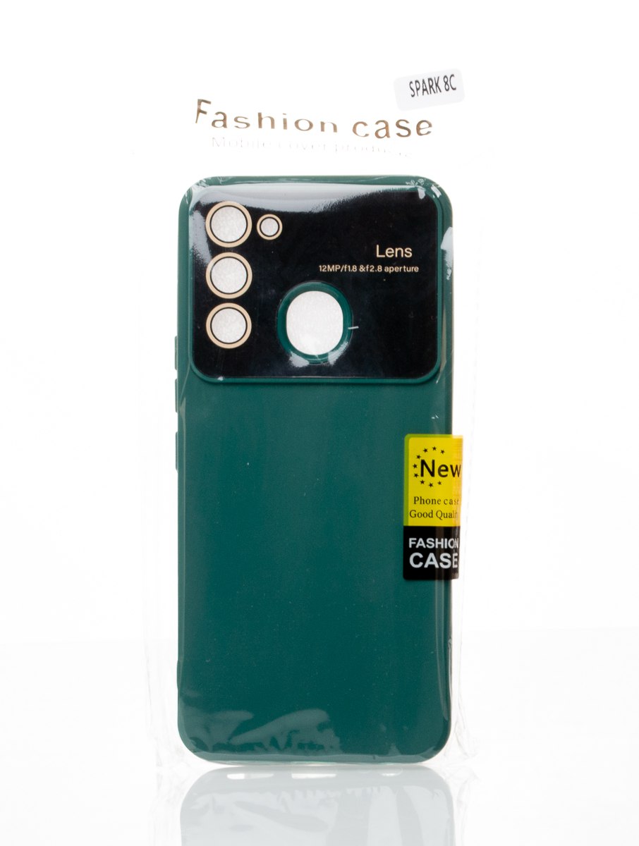 Силиконовый чехол CAMERA PROTECTION для Tecno Spark 8C (KG5k) темно-зеленый