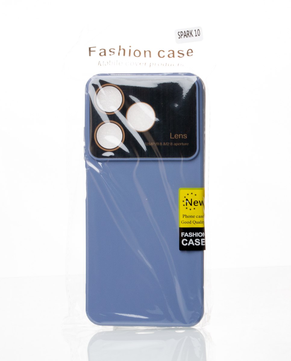 Силиконовый чехол CAMERA PROTECTION для Tecno Spark 10 (KI5q) серо-синий