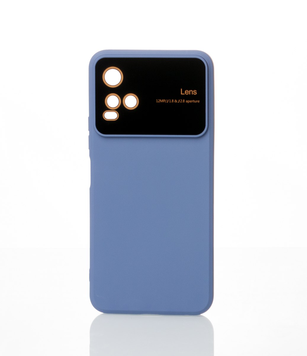 Силиконовый чехол CAMERA PROTECTION для Vivo Y21 серо-синий
