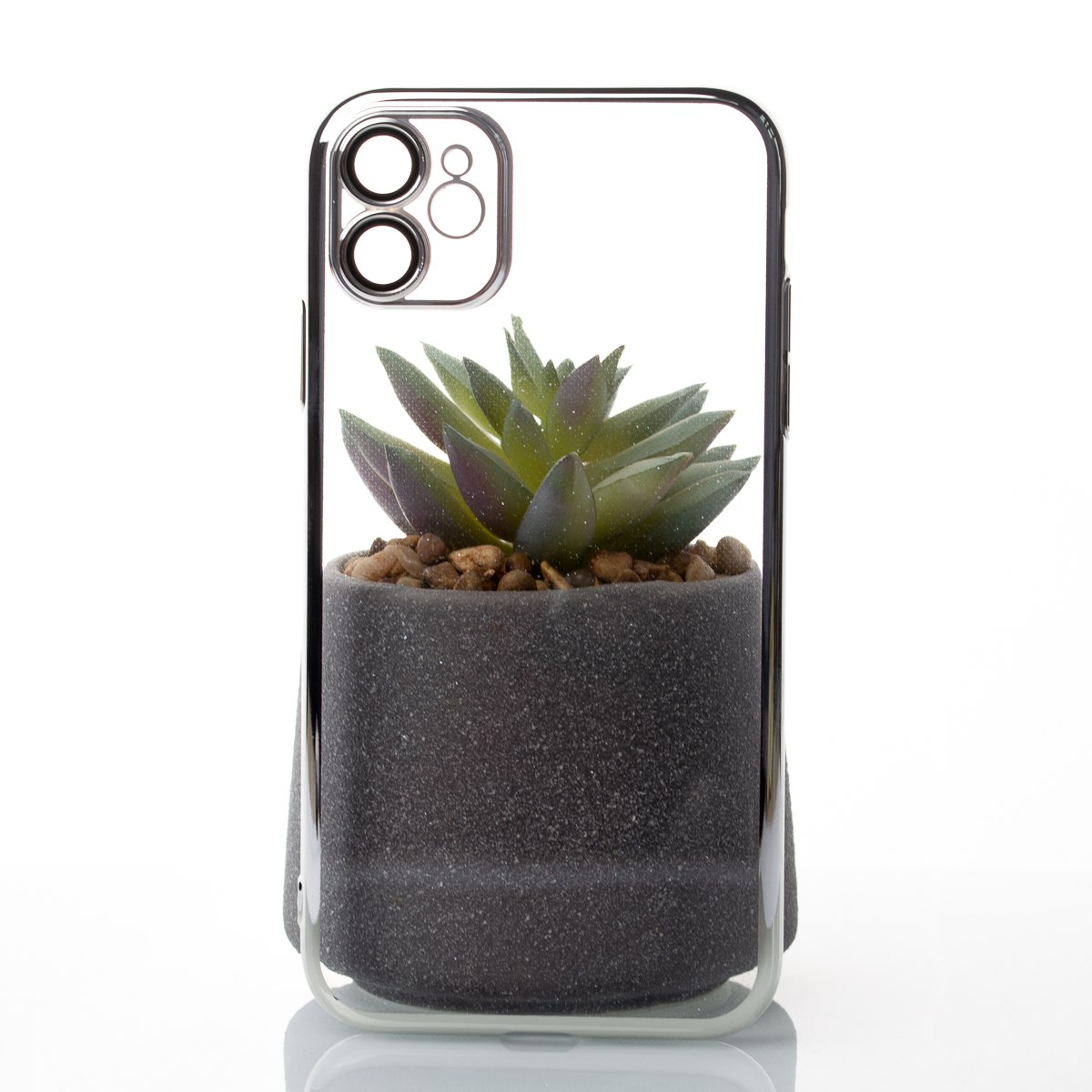 Пластиковый чехол GLITTER для iPhone 12 серебряный