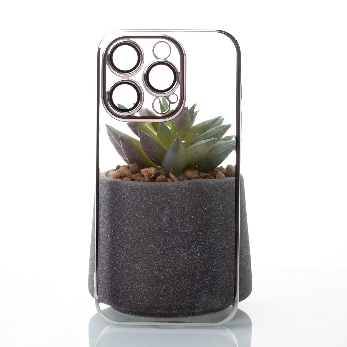 Пластиковый чехол GLITTER для iPhone 15 Pro Max серебряный