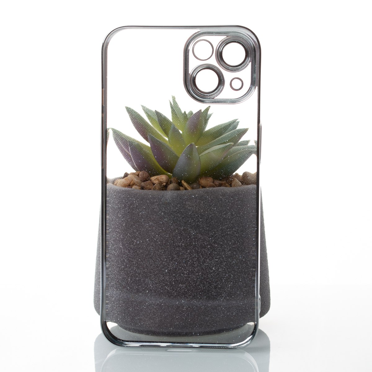 Пластиковый чехол GLITTER для iPhone 15 серебряный