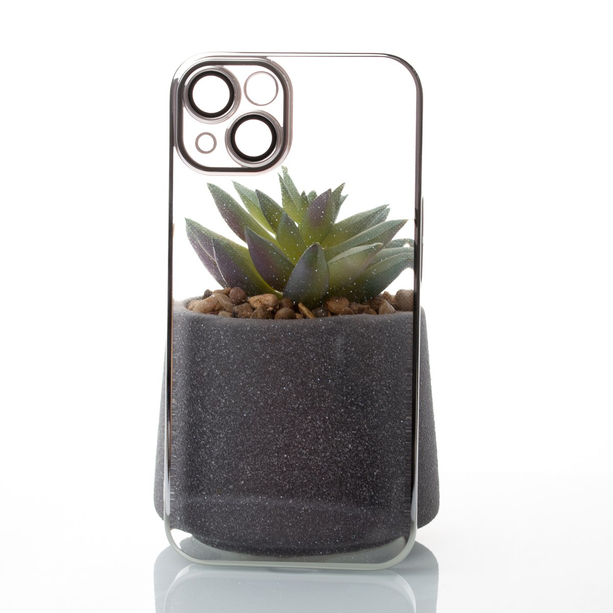 Пластиковый чехол GLITTER для iPhone 15 серебряный