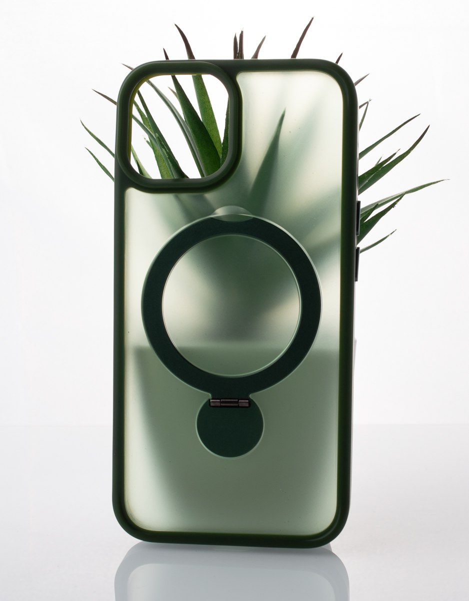 Силиконовый чехол MagSafe 360 для iPhone 15 темно-зеленый