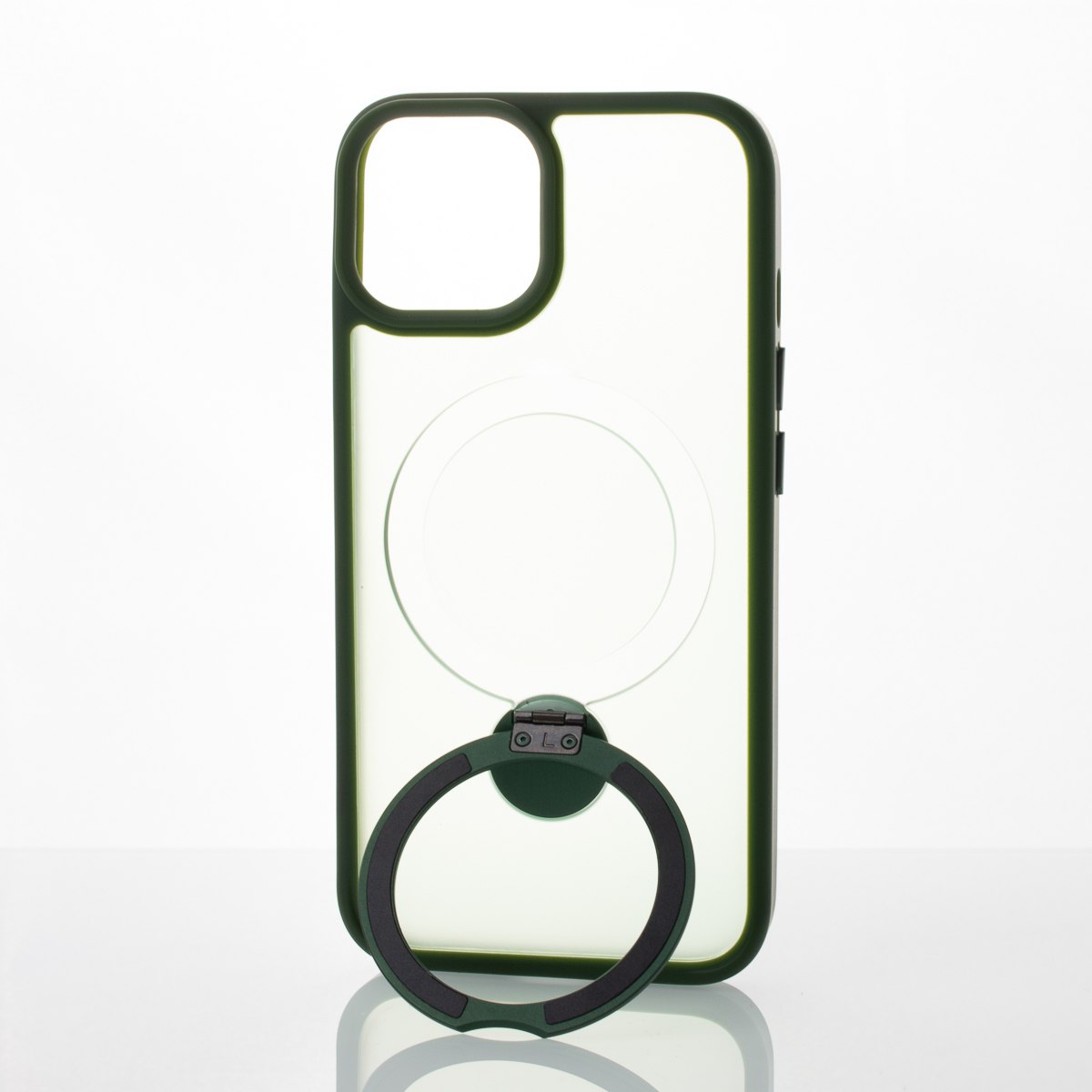 Силиконовый чехол MagSafe 360 для iPhone 15 темно-зеленый