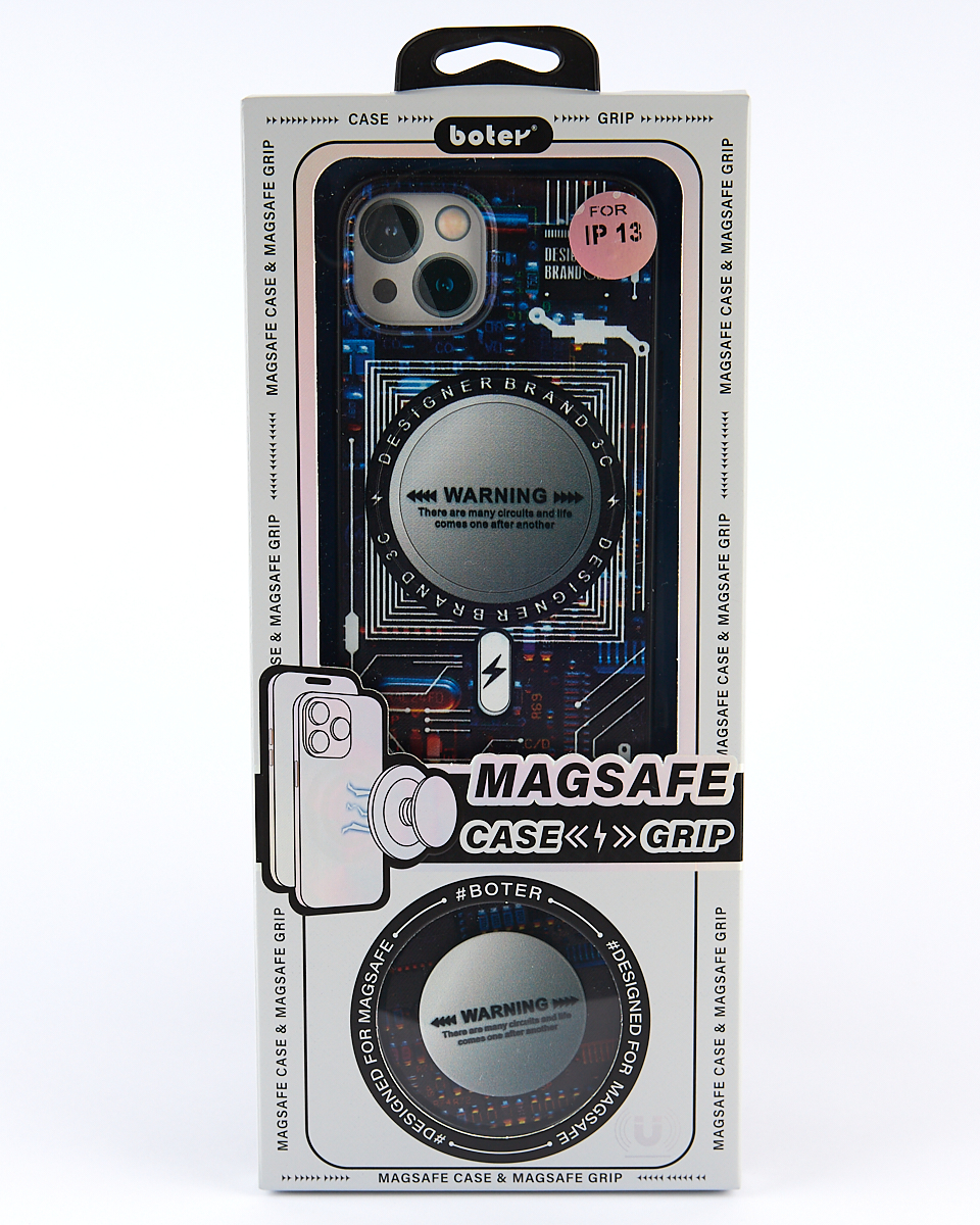 Силиконовый чехол MagSafe Boter "3D" + magsafe PopSocket для iPhone 14 Pro Max 03 microcircuit