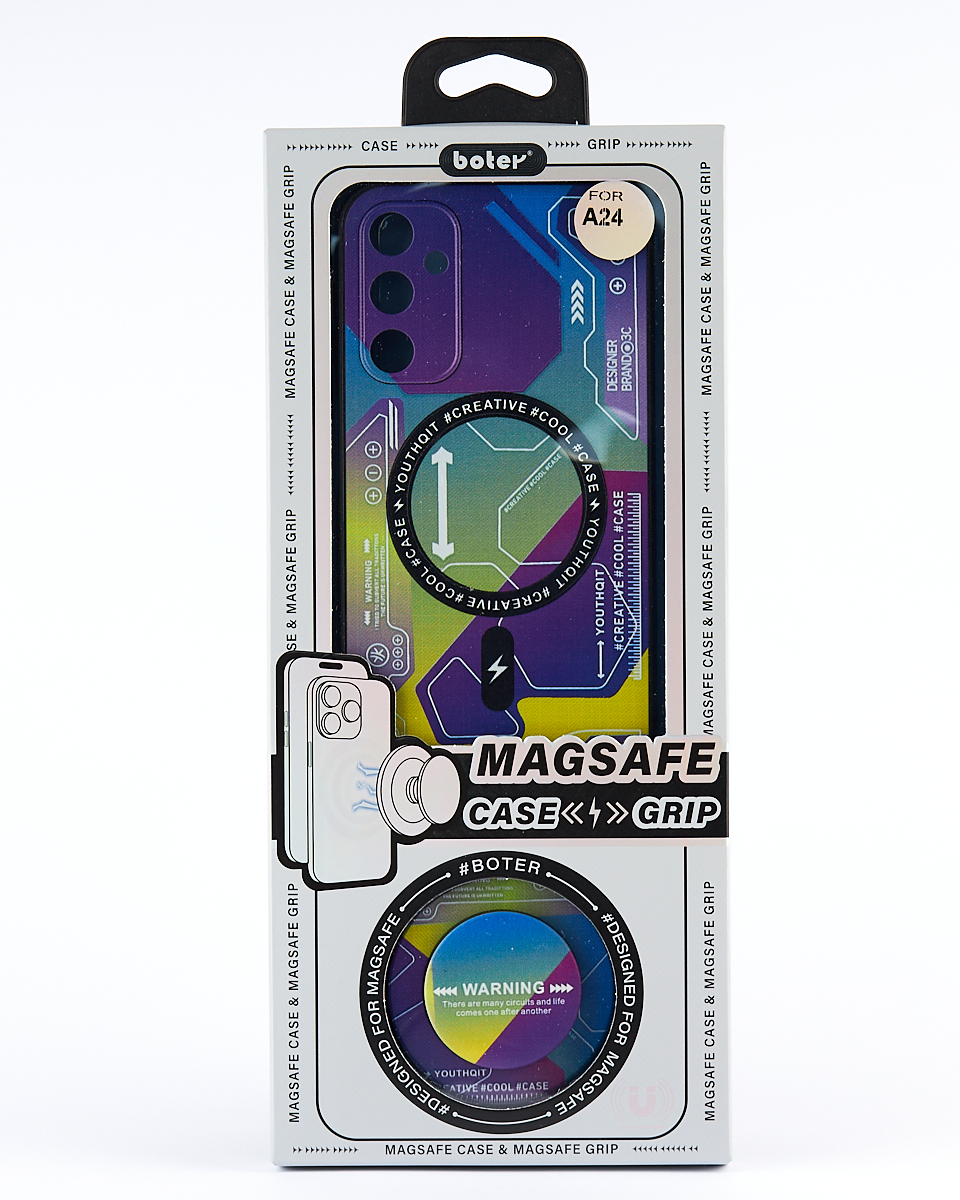Силиконовый чехол MagSafe Boter "3D" + magsafe PopSocket для Samsung S23 04 abstraction