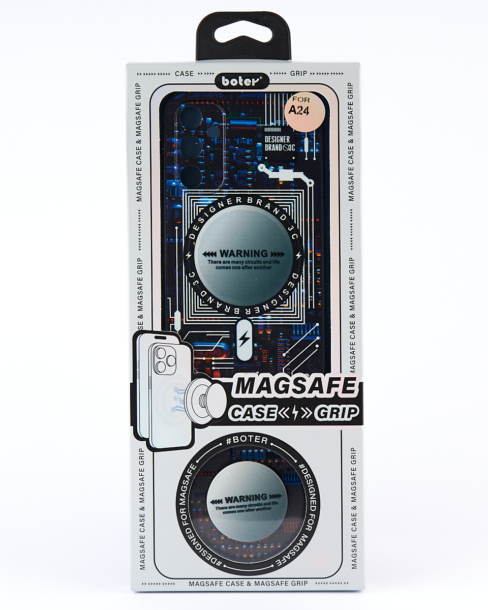 Силиконовый чехол MagSafe Boter "3D" + magsafe PopSocket для Samsung A14 03 microcircuit